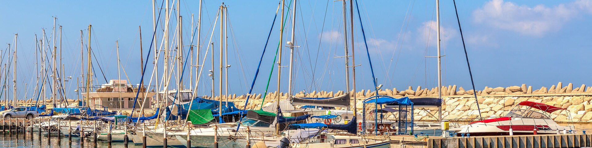 Yachts on marina of Ashkelon, Israel.