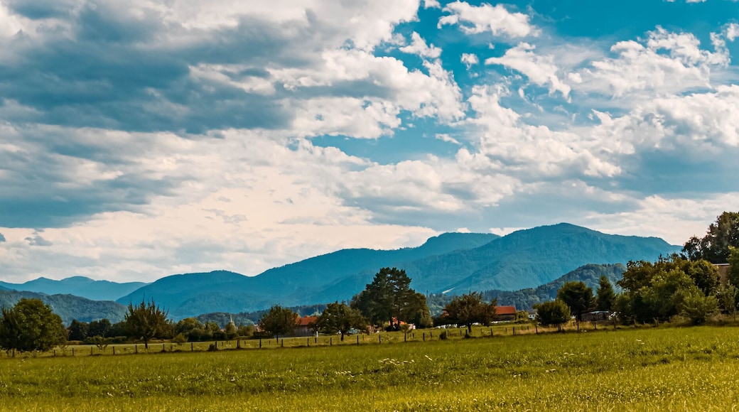 High resolution stitched panorama of a beautiful alpine summer view at Grassau near the famous Chiemsee, Bavaria, Germany
