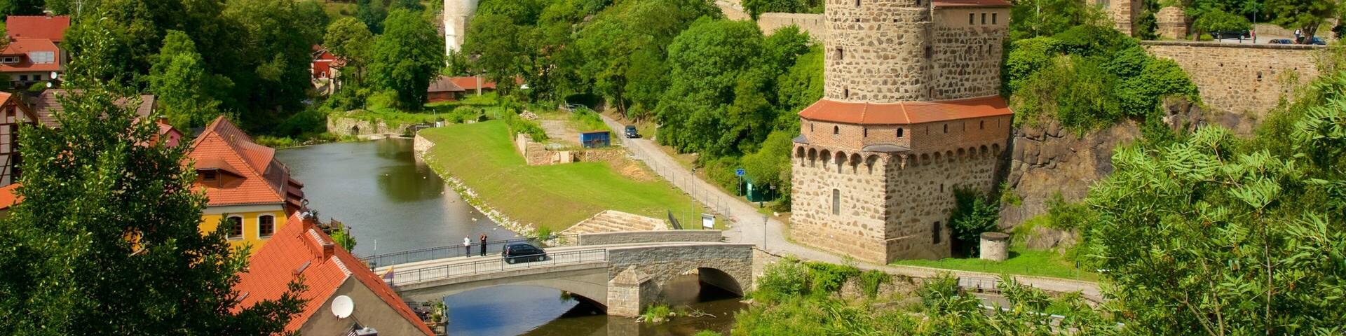 Bautzen mostrando um pequeno castelo ou palácio e uma cidade pequena ou vila