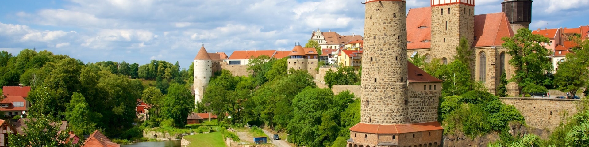 Bautzen ofreciendo castillo o palacio y una pequeña ciudad o aldea