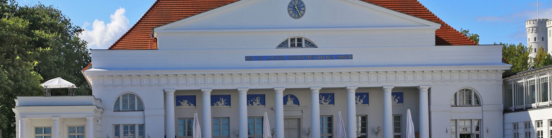 View of the Kurhaus Heiligendamm. Heiligendamm - a district of Bad Doberan - was founded in 1793 as a seaside resort and is the oldest seaside resort in Germany.
