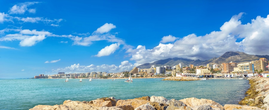 Panoramic view of seaside Benalmadena town. Malaga province, Andalusia, Spain, Shutterstock ID 644342050, Purchase Order: -