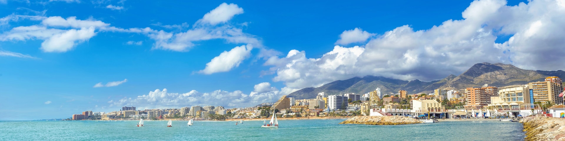 Panoramic view of seaside Benalmadena town. Malaga province, Andalusia, Spain, Shutterstock ID 644342050, Purchase Order: -