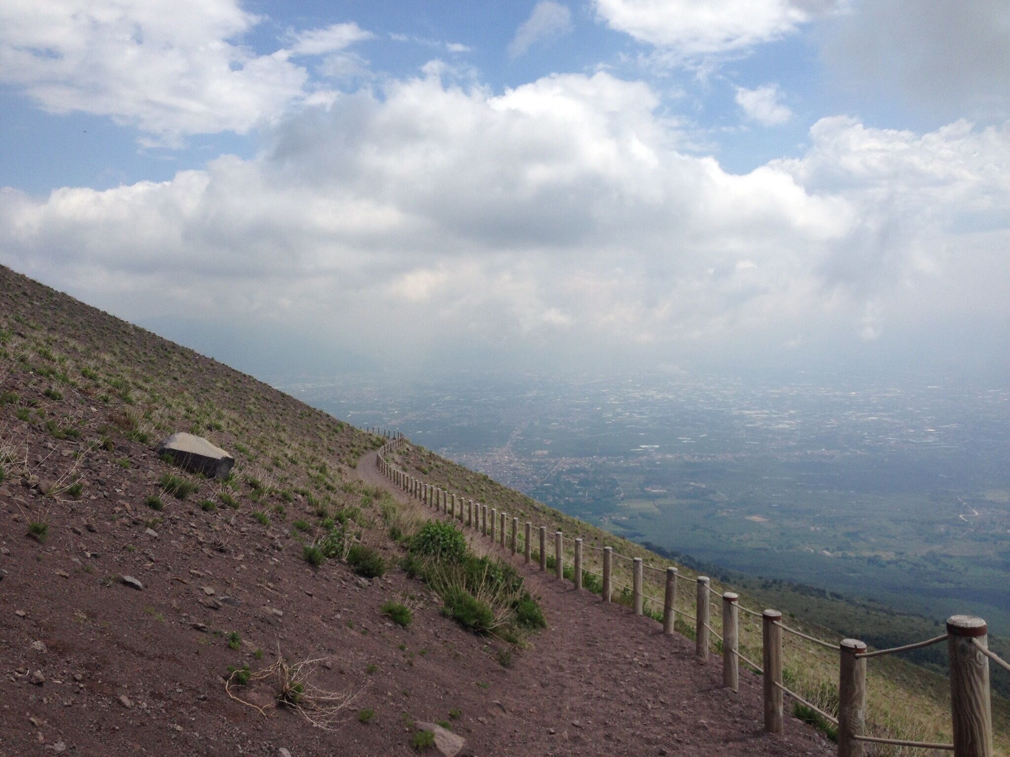 Walking to the top of mount vesuvius in Italy, (an active volcano). Although it was cloudy we had some amazing views over the bay of naples. 