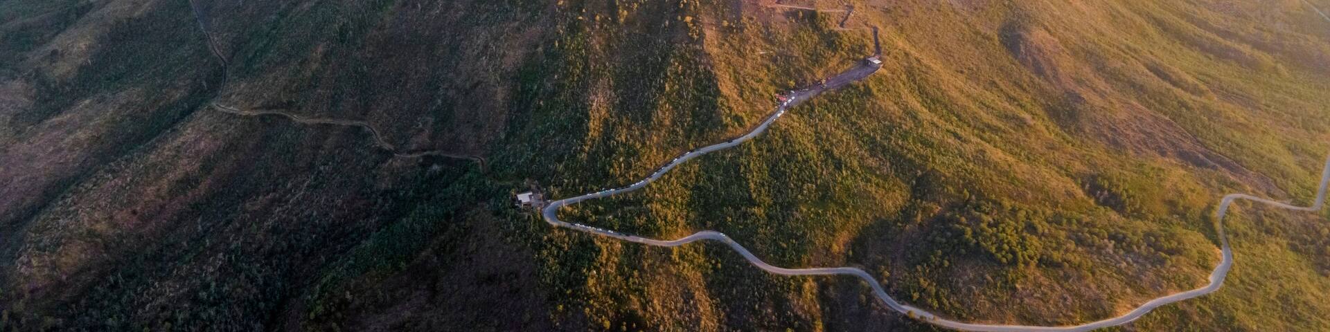 Panoramic aerial view of Mount Vesuvius, a volcano in Naples, Campania, Italy.