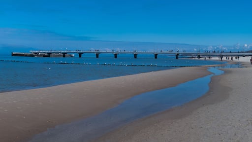 Panoramic view of coast of the Baltic Sea. Kolobrzeg, Poland