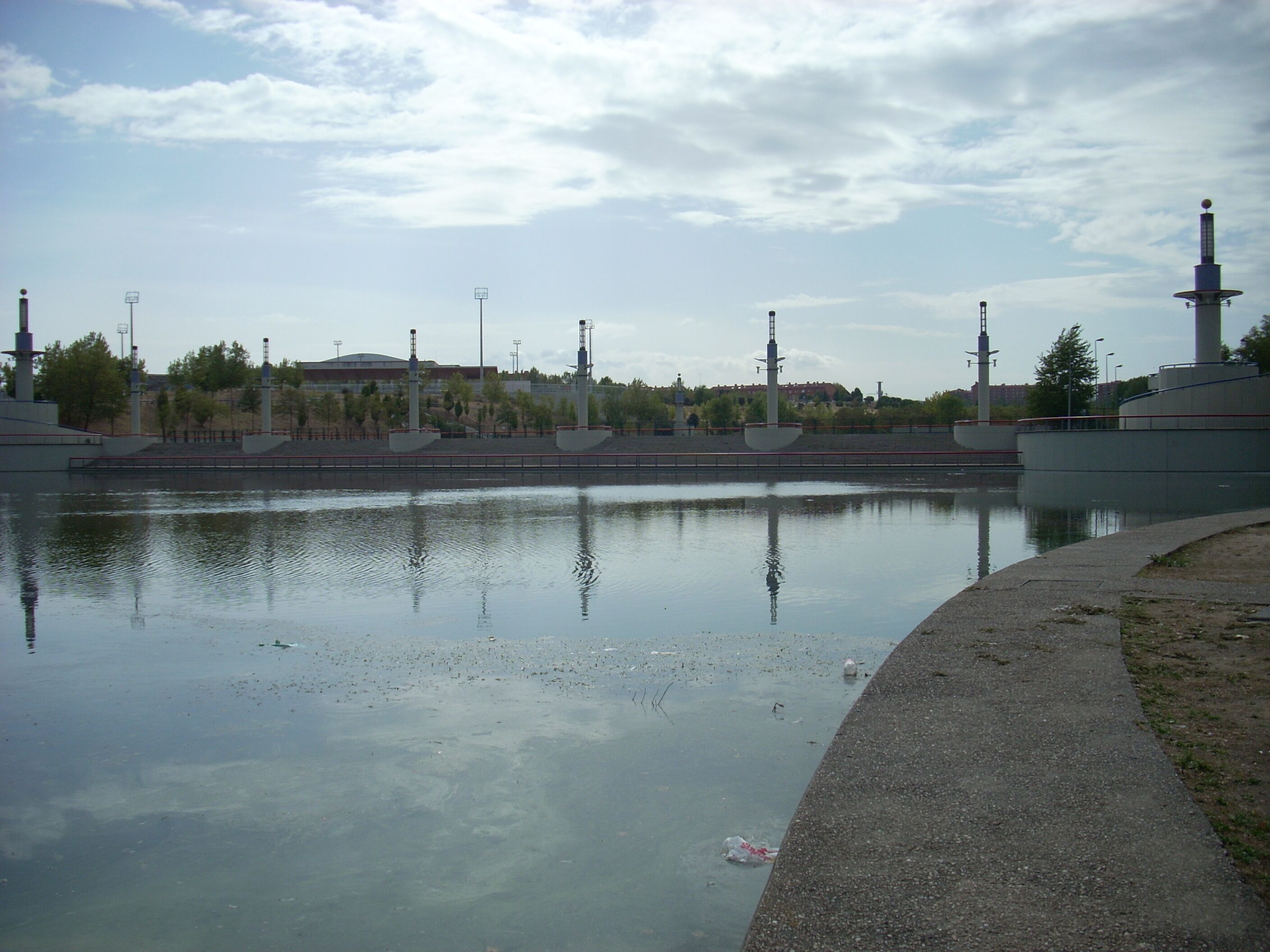 Artificial lake in Parque Central, Tres Cantos, Madrid, Spain