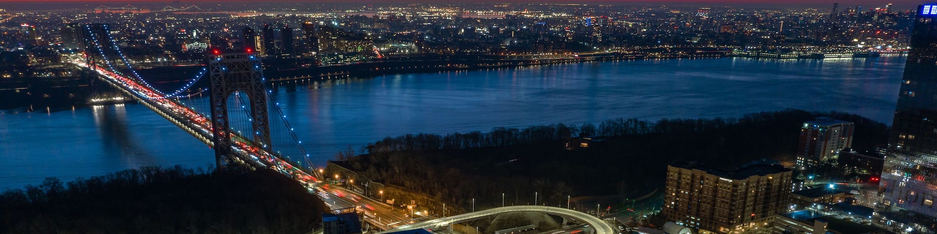 Aerial Drone Sunrise in Fort Lee, New Jersey