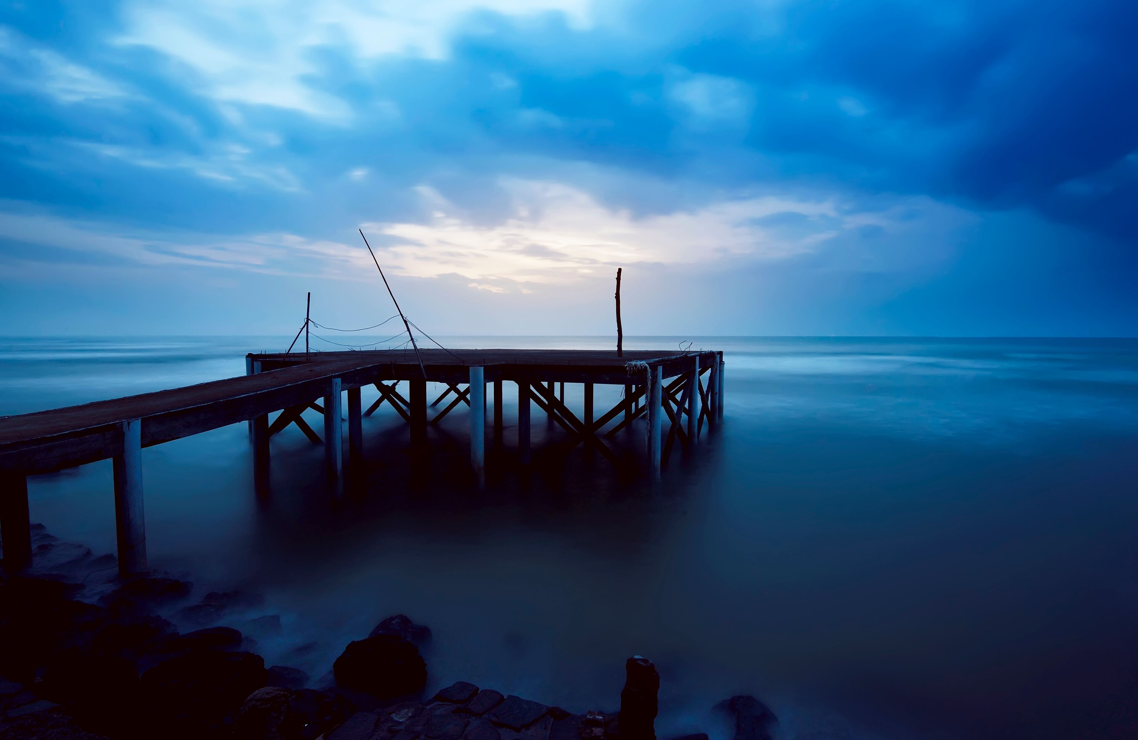 Wooden harbor on the beach