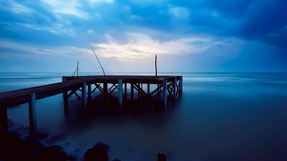 Wooden harbor on the beach