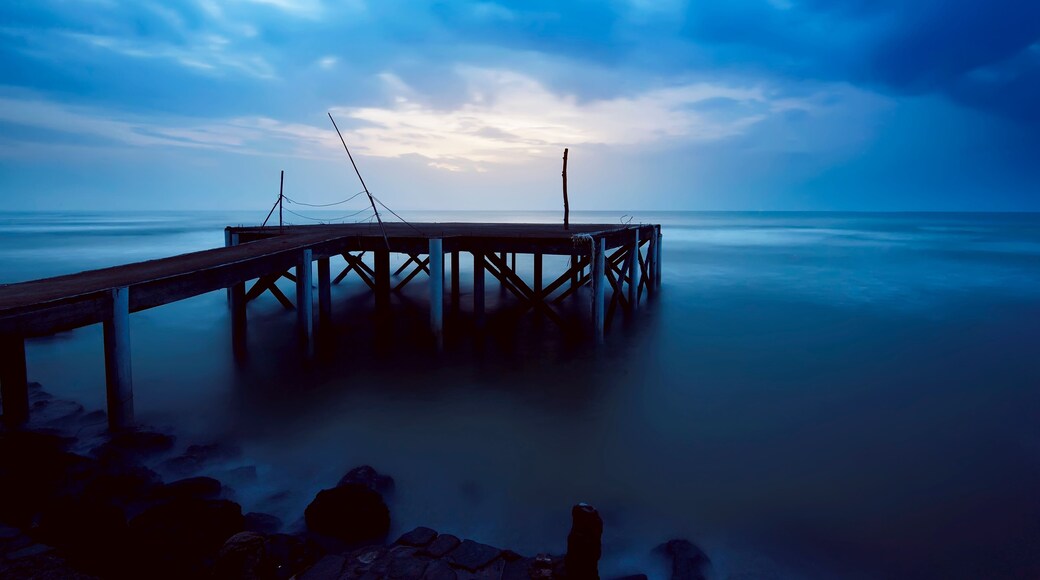 Wooden harbor on the beach