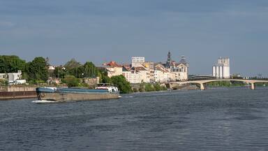 A barge on the Seine in the town of Corbeil-Essonnes in the Paris region of France