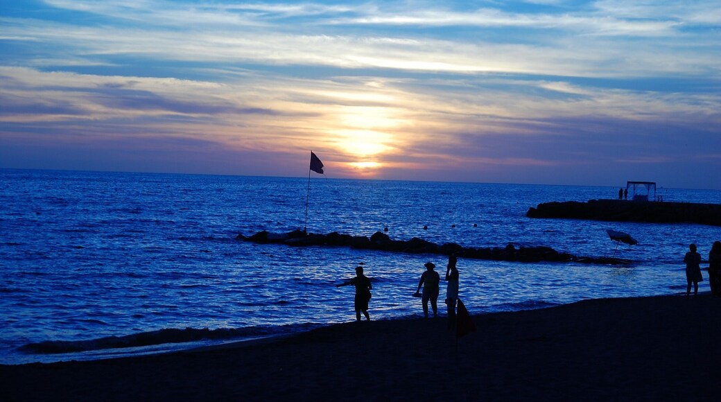Gorgeous sunset casts a blue shadow