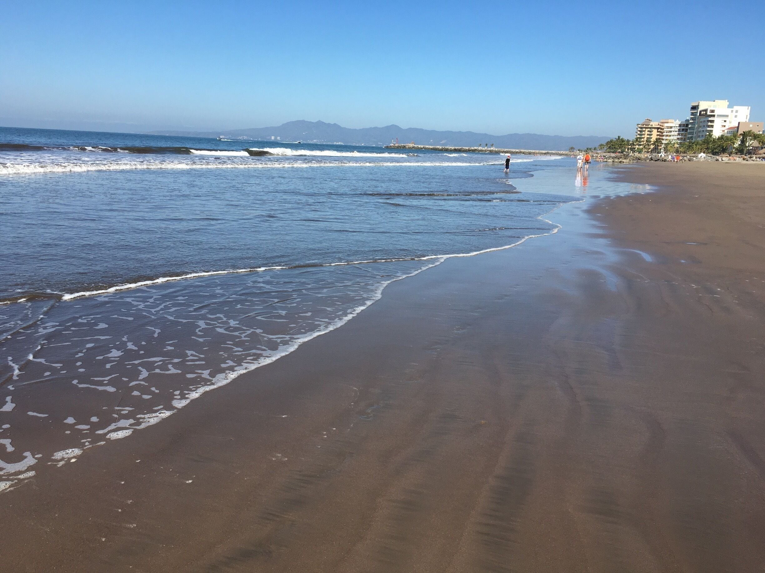 79 degree. Perfect getaway. It's snowing and icy in the northwest so it's perfect timing for me and my girlfriend to escape to Nuevo Vallarta. The weather is warm but not too humid. Food, especially street food is amazing. 12 to 15 pesos for a fresh made taco! That's less than 75 cents!! 