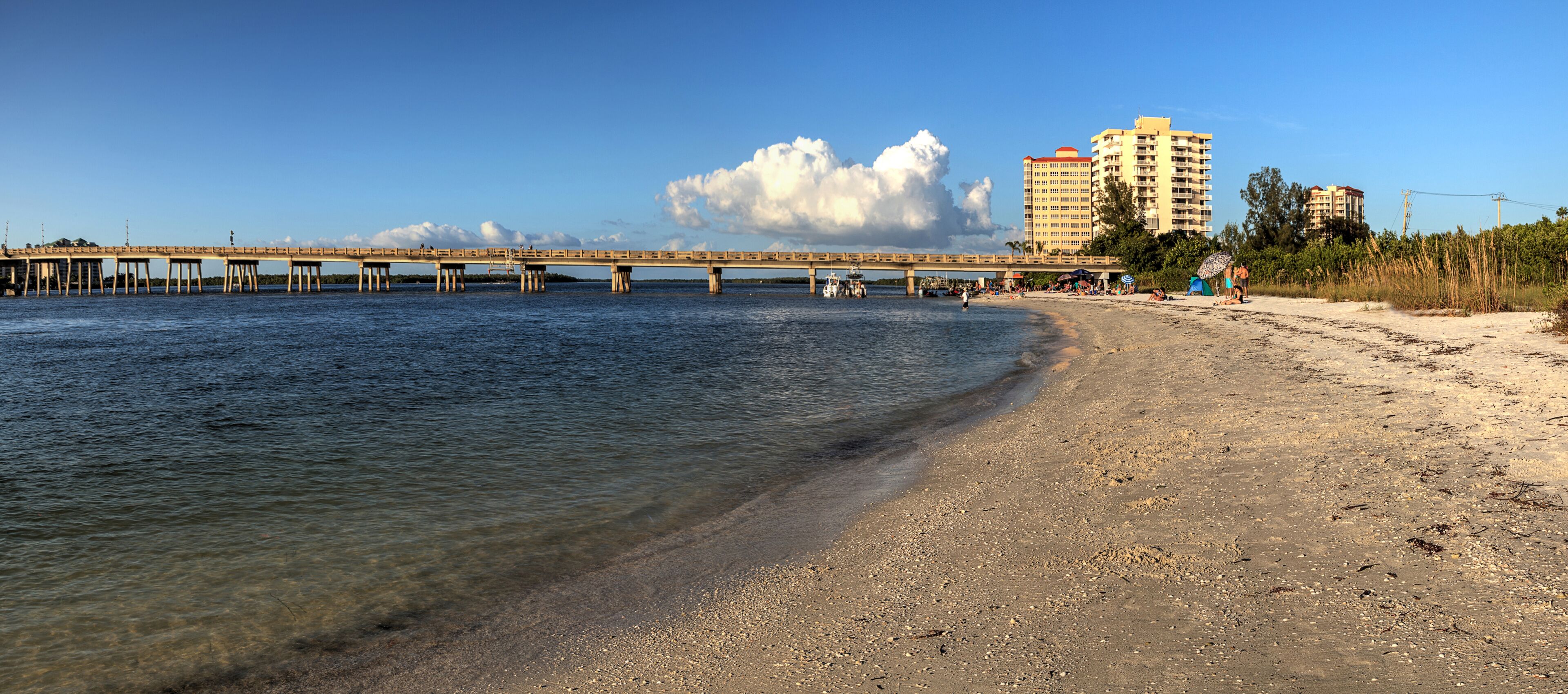 Big Carlos Pass bridge stretches across the water of Estero Bay in Bonita Springs