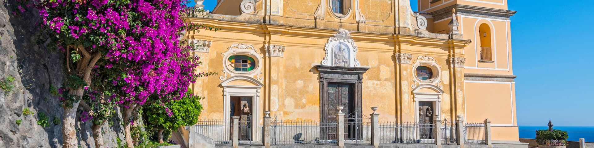 The Renaissance San Gennaro church in the center of the town of Praiano on Italy's Amalfi Coast.