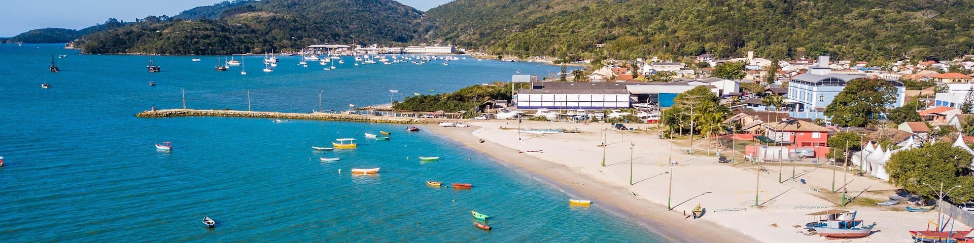 Porto Belo - SC. Aerial view of Porto Belo beach and city - Santa Catarina - Brazil