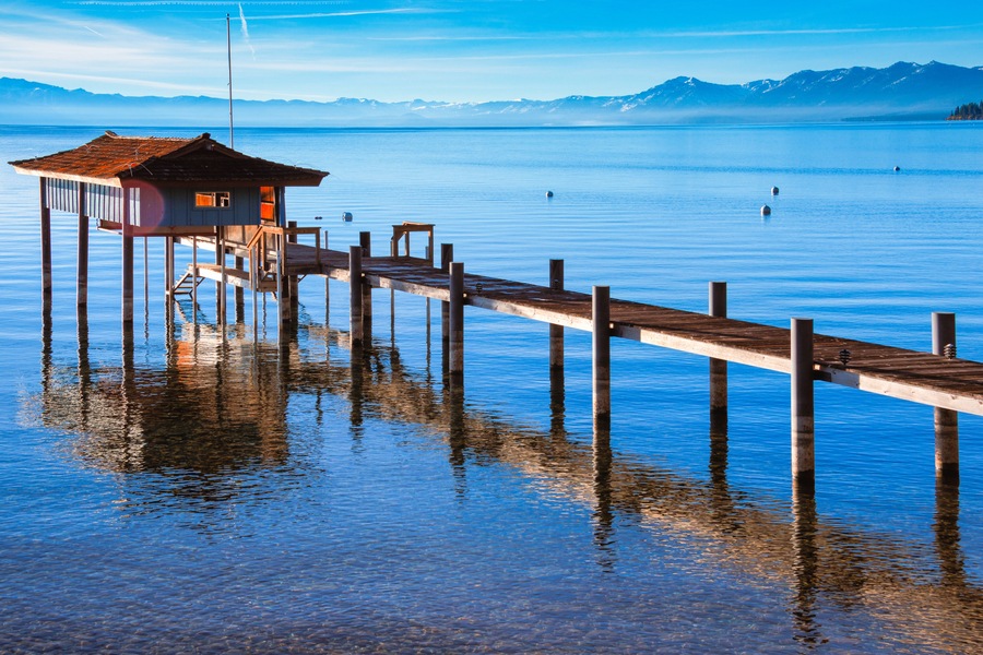 Stilt hut in a lake, Carnelian Bay, Lake Tahoe, California, USA