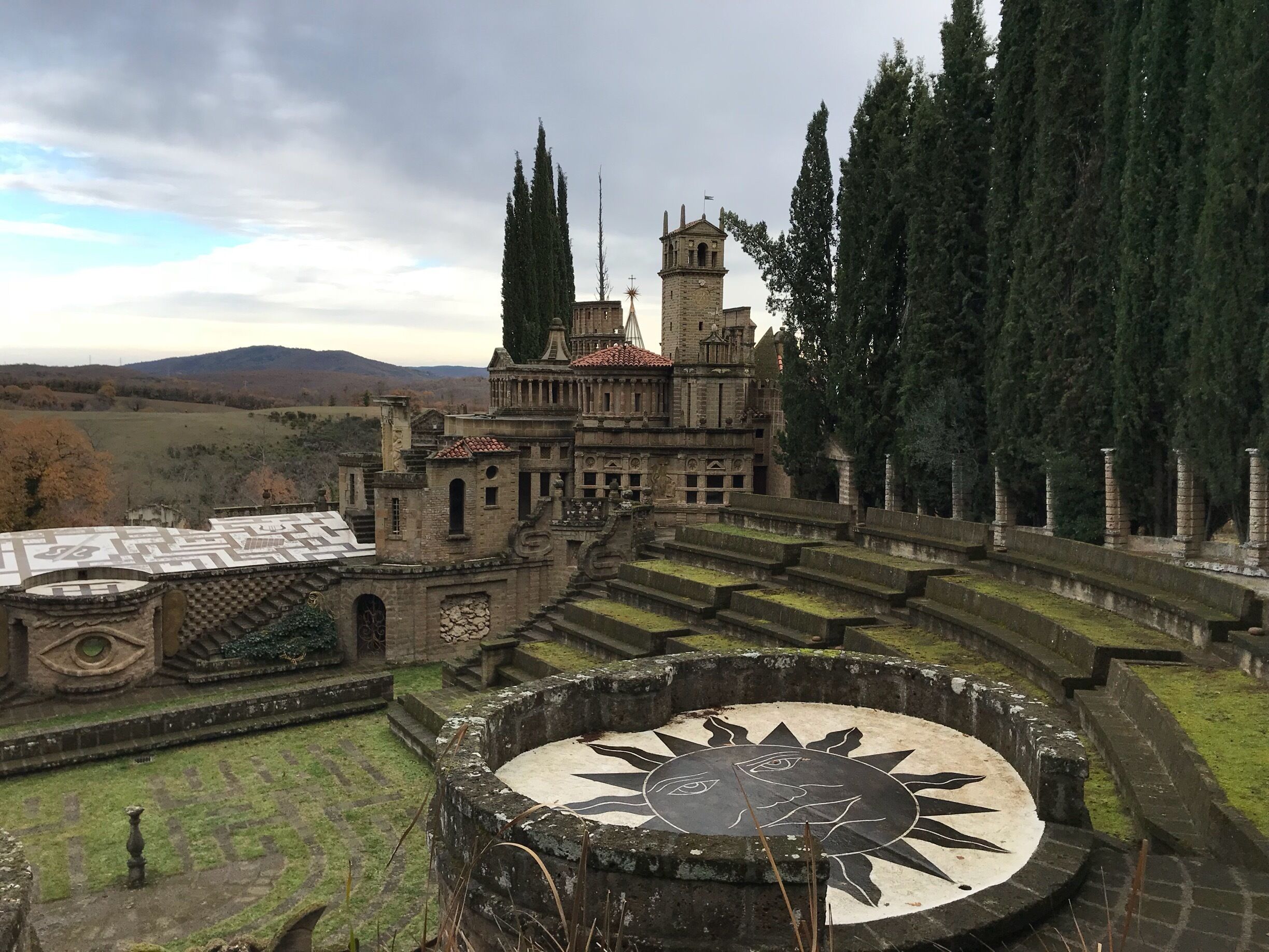 The cluster of building structures on the right makes up the acropolis and is composed of miniature well-known ‘buildings’ such as the Coliseum and the Temple of Vesta. This place is very remote, but it’s worth the drive if you’re able to rent a car. It is very unique. 
#Details 