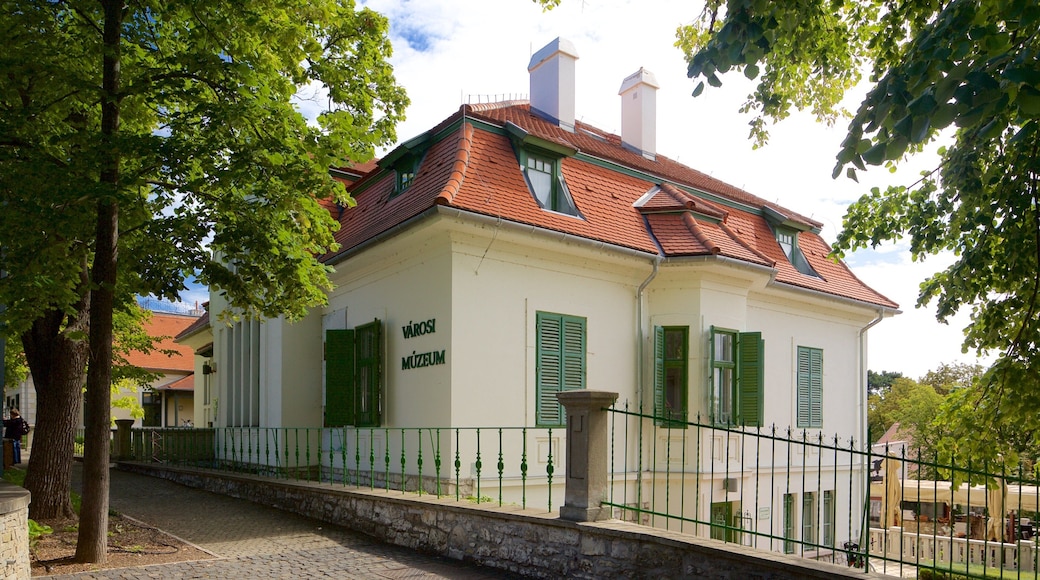 Balatonfured which includes signage and general coastal views