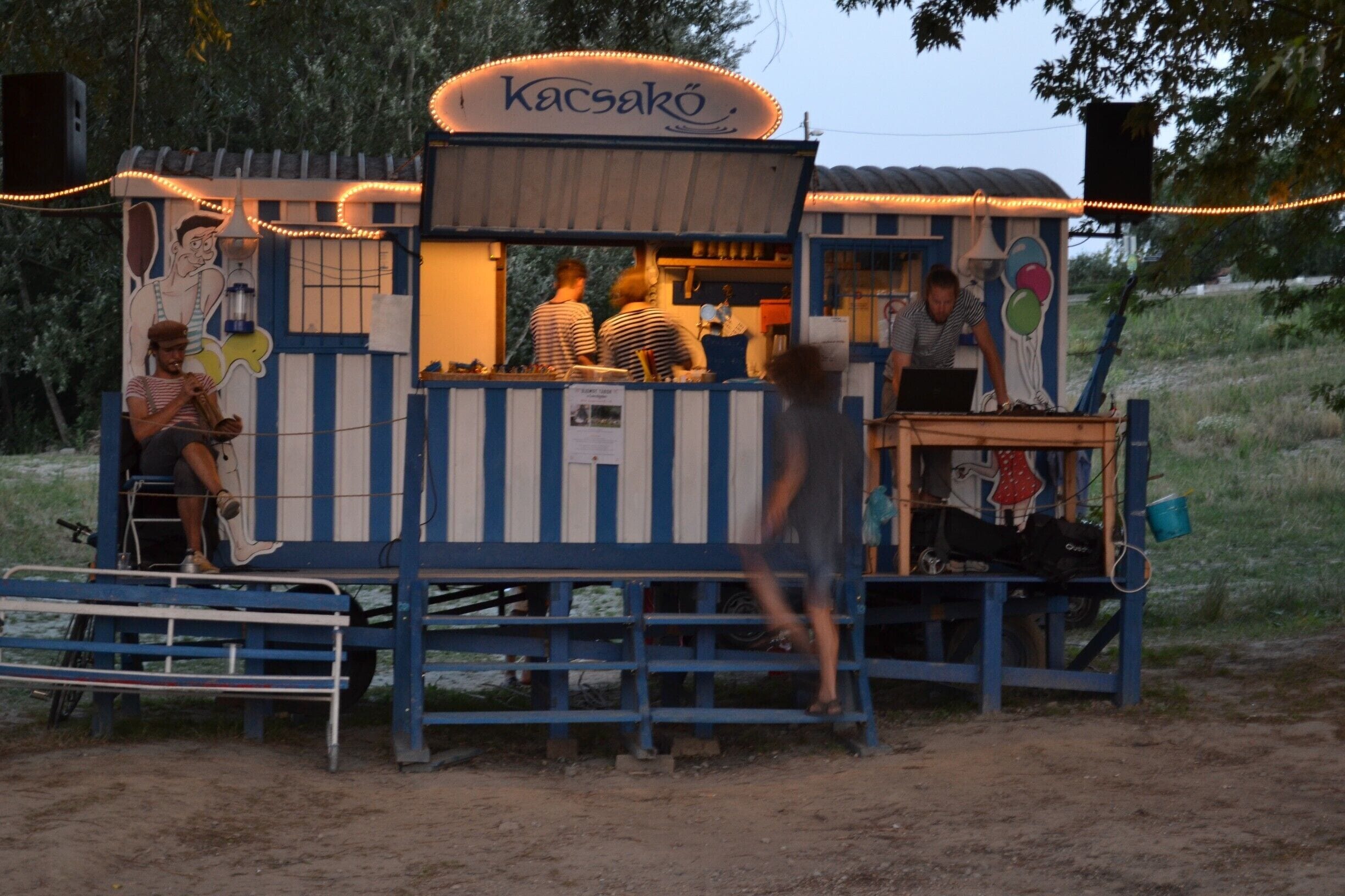 Summer bar at the beach with life music