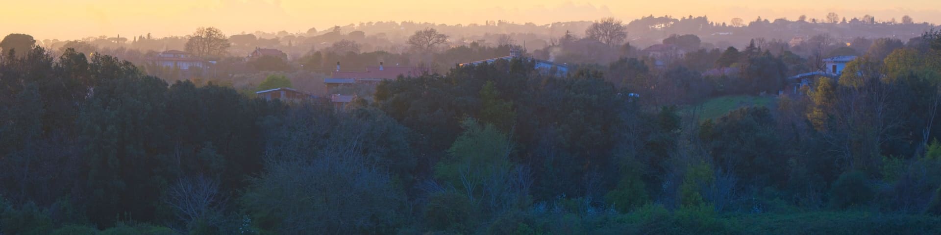 Parco di Veio , a regional park in the province of Rome at sunset