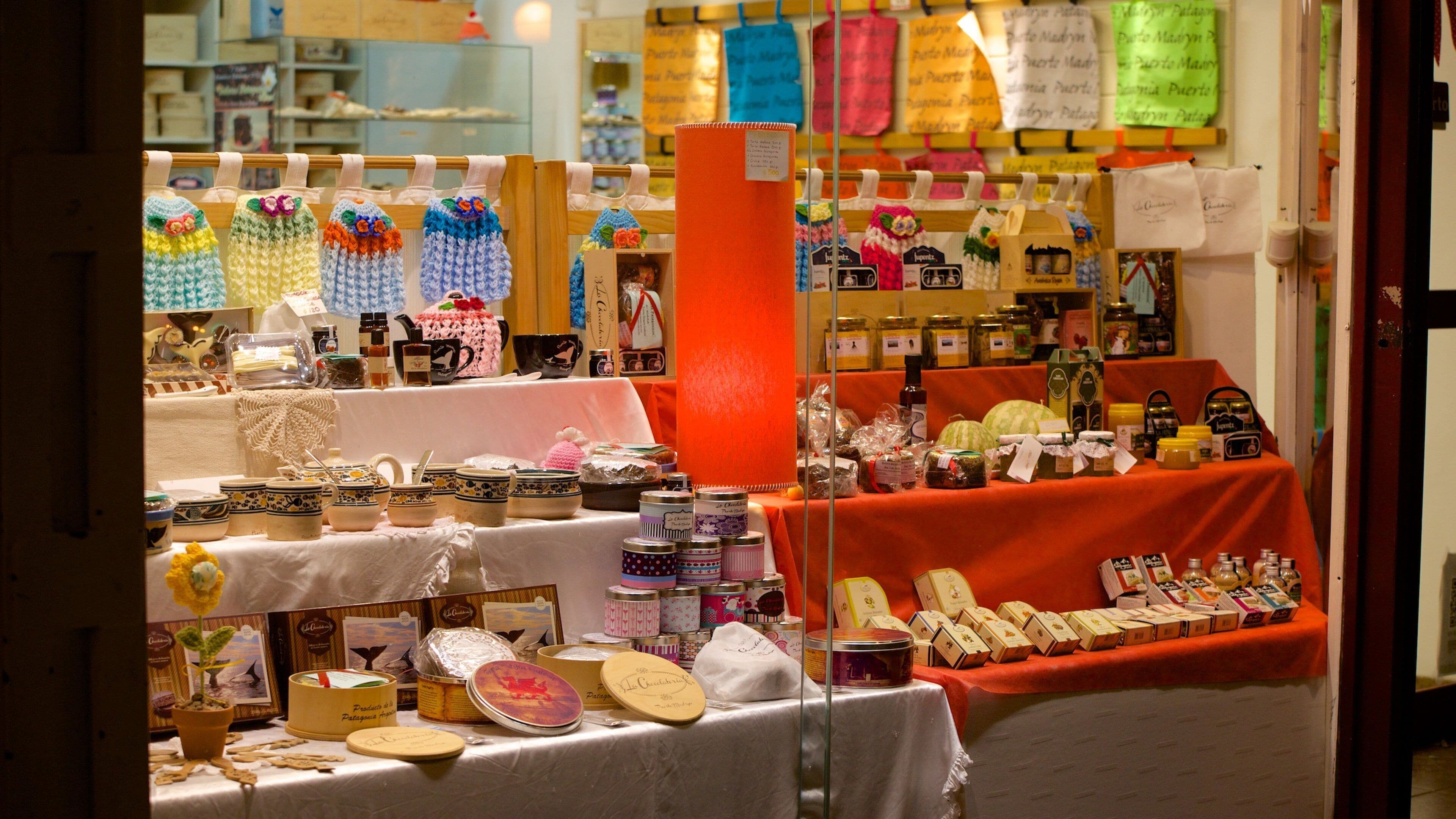 Région de Patagonie montrant art et shopping