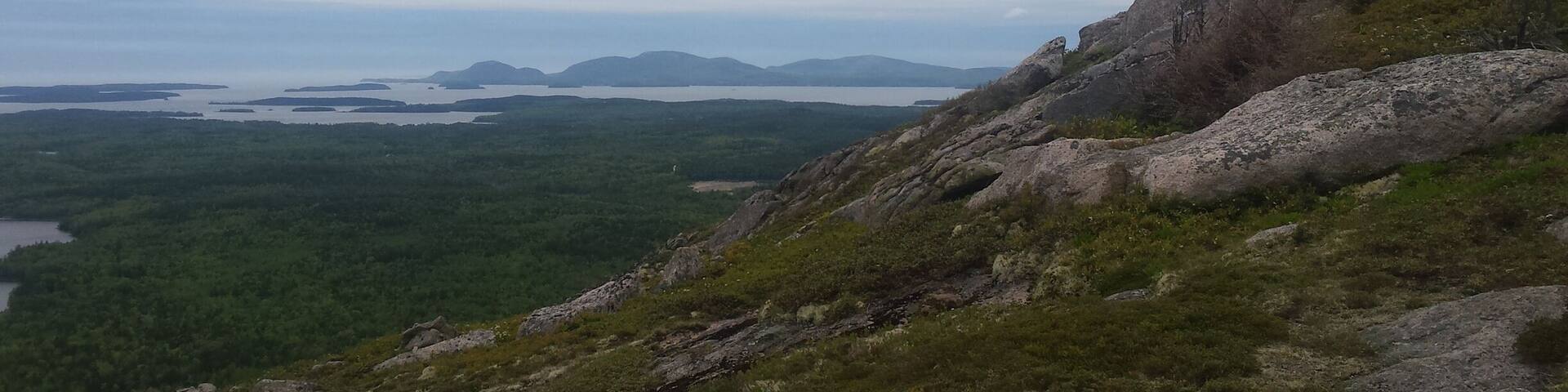 View of Mount Desert Island from Schoodic Mountain.
