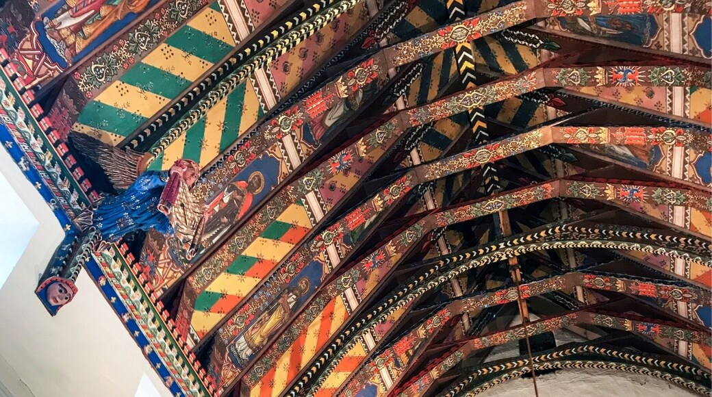 Painted church roof, Huntingfield Suffolk. A very remote and modest church, with an amazing recreated painted roof. Worth going out of your way to view.