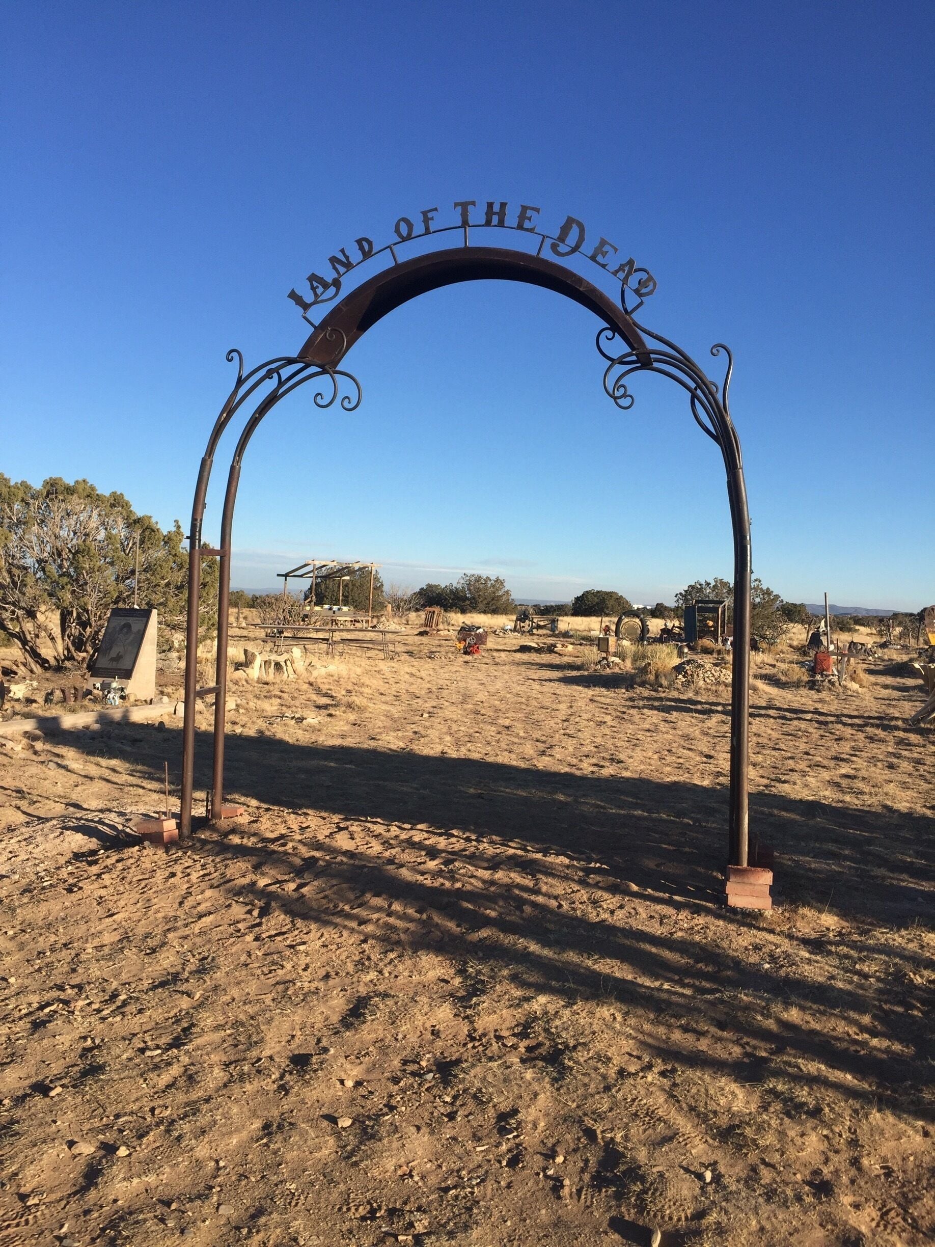 The Madrid Cemetery serves a bustling artist community (formerly a dried-up coal mining town), as evidenced by the fanciful entrance inviting mourners to celebrate life and death for the annual Dia de Los Muertos ritual 💀 