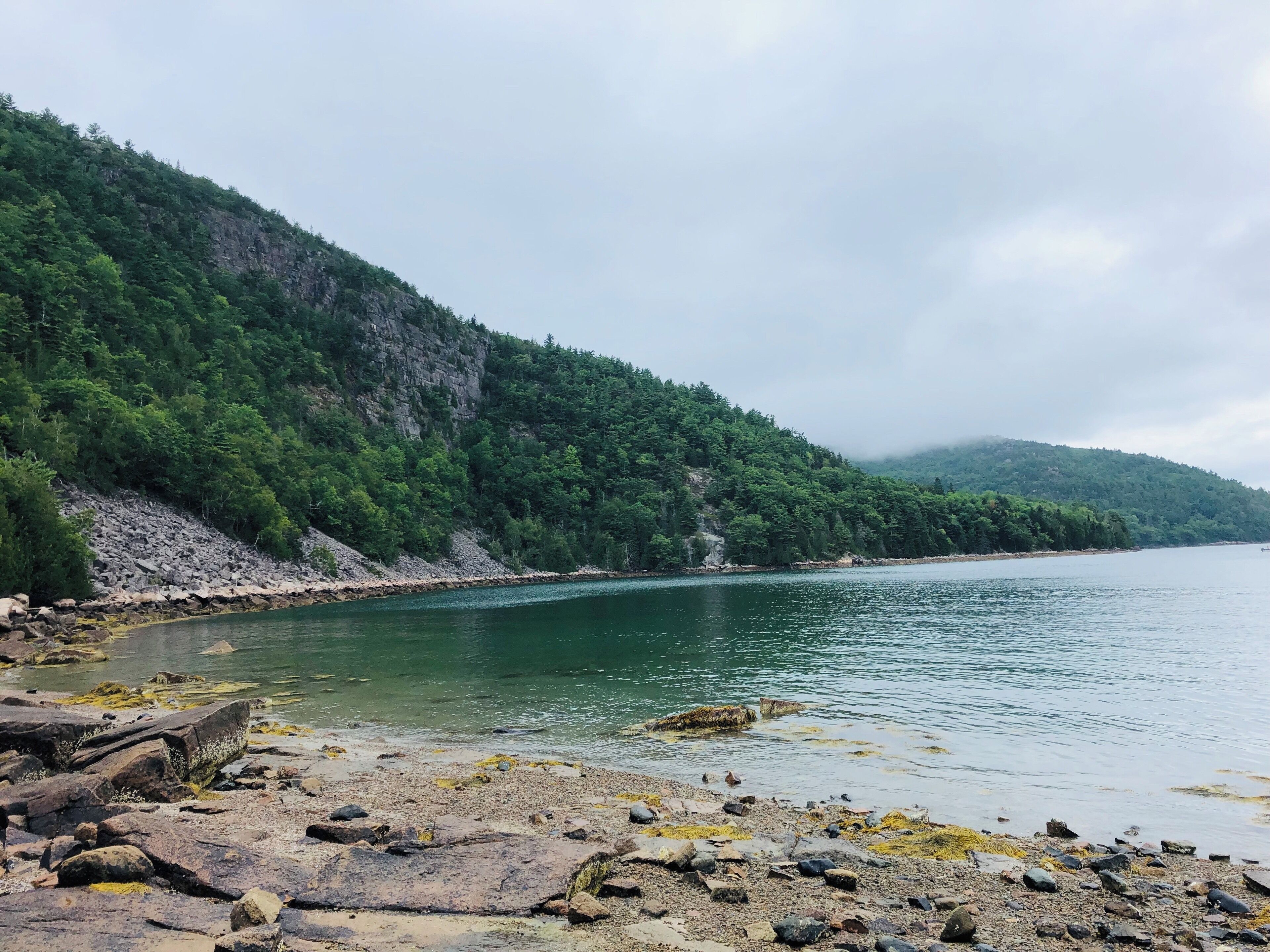 Short hike to the top of flying mountain then down to valley cove in Somes sound