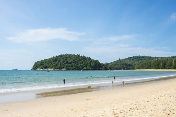 Bang Tao beach in Phuket Thailand. Summer day