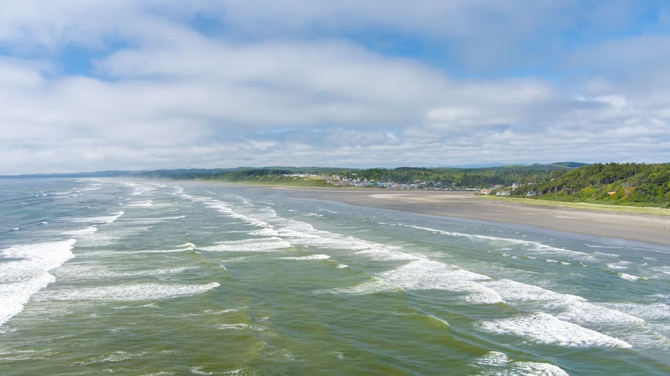 Aerial view of Pacific Beach at Seabrook, Washington in June