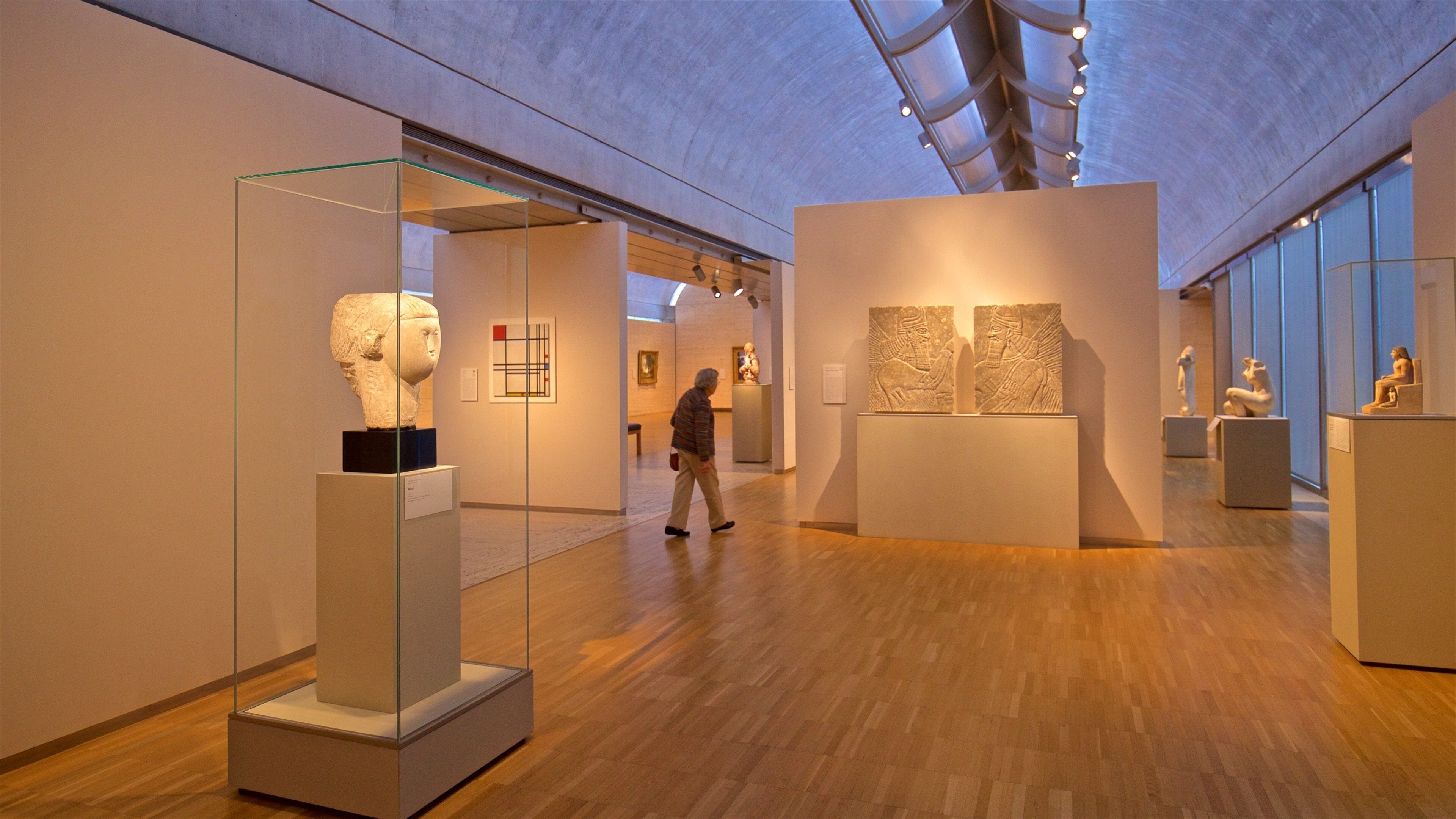 Kimbell Art Museum som omfatter kunst og interiør