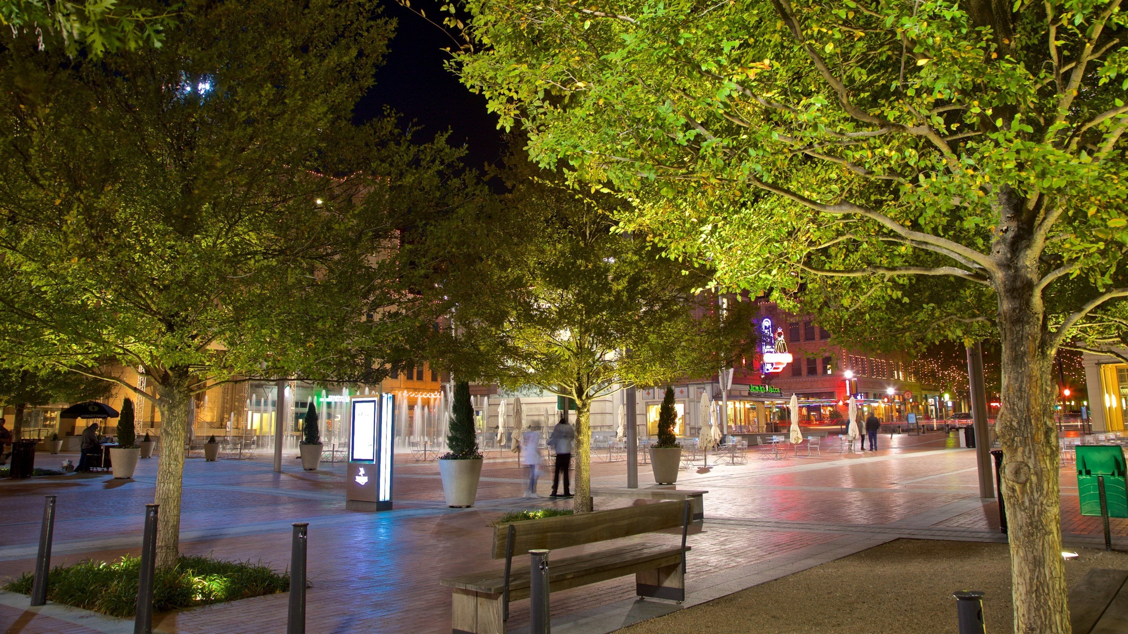 Sundance Square which includes night scenes