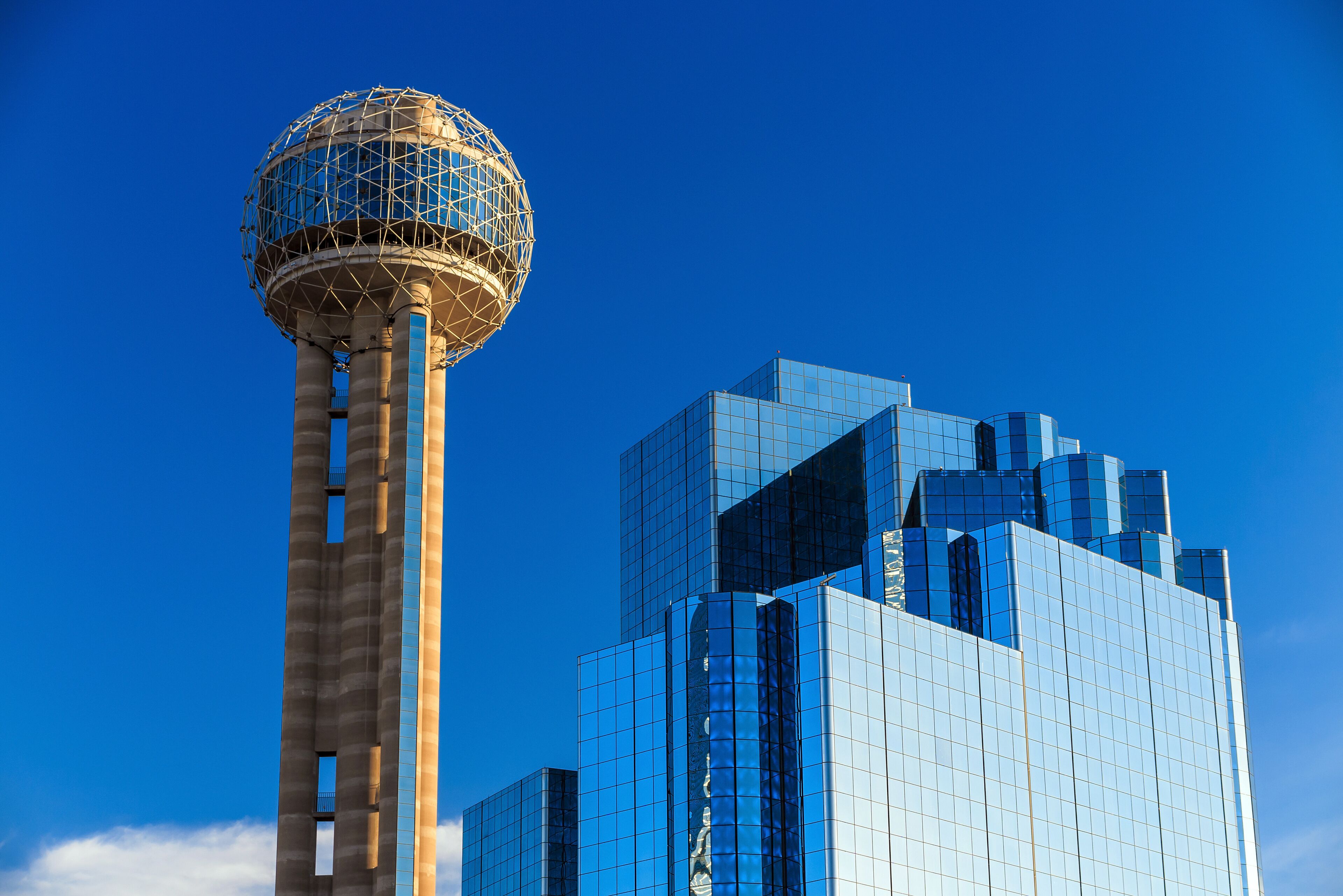 Dallas, Texas cityscape with blue sky