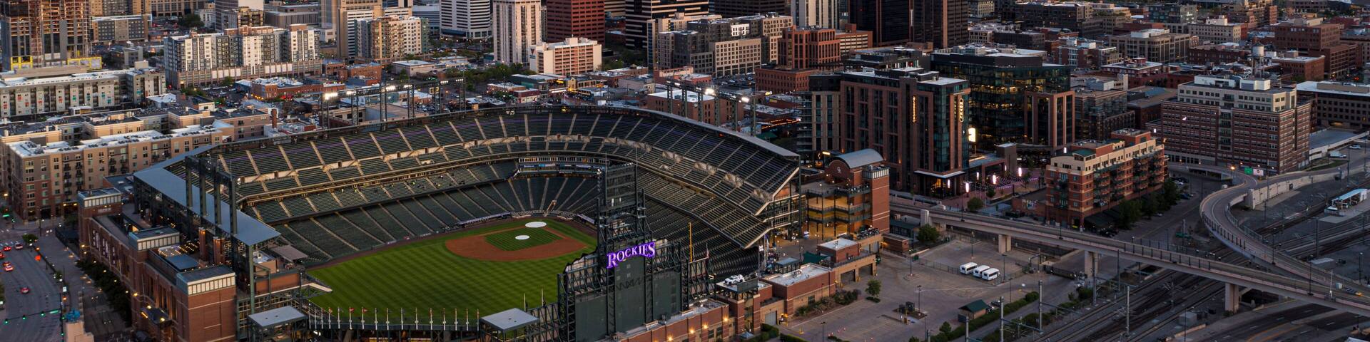 Aerial View of Denver, Colorado at Sunset