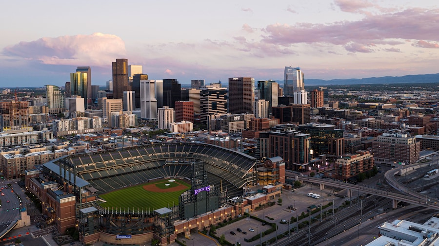 Aerial View of Denver, Colorado at Sunset