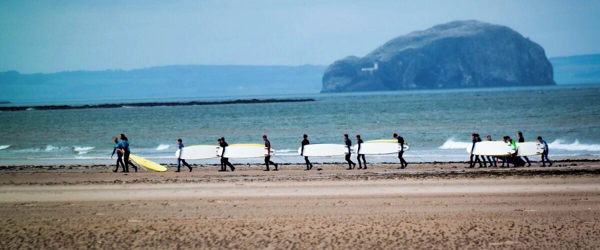 The Bass Rock, seen here from Belhaven Bay. This island is a volcanic remnant and as such is comprised chiefly of basalt. it lies 3 miles off the coast from North Berwick. Unlike many small islands of it's size it has a colourful history of royal visits, political prisoners and literary mentions, most notably in R L Stevenson's 'Catriona.'
It is currently home to the worlds largest colony of Northern Gannets and is a nature reserve managed by the Scottish Seabird Centre.