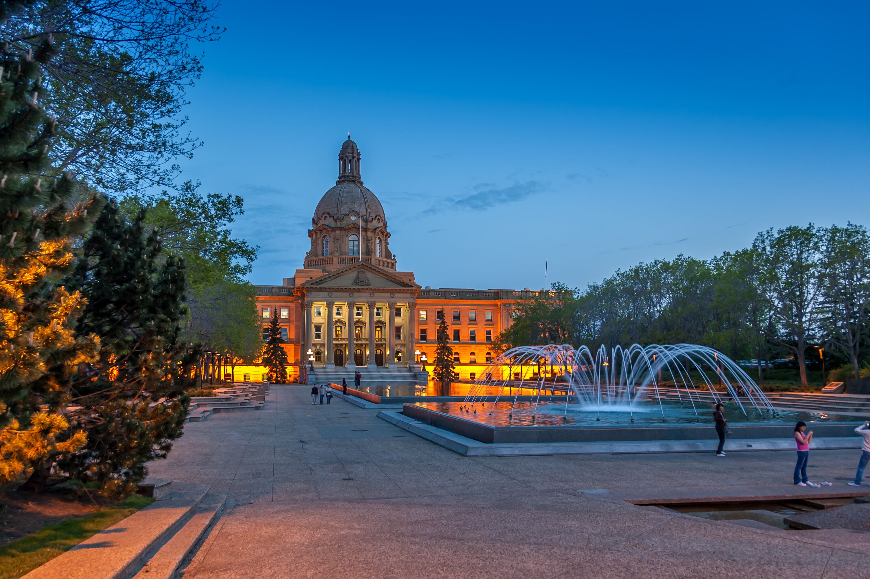 Exterior facade of The Alberta Legislature Building in Edmonton.