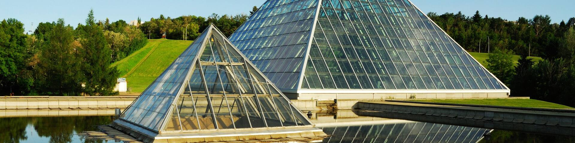 Modern building (muttart conservatory) in Edmonton city, Alberta, Canada