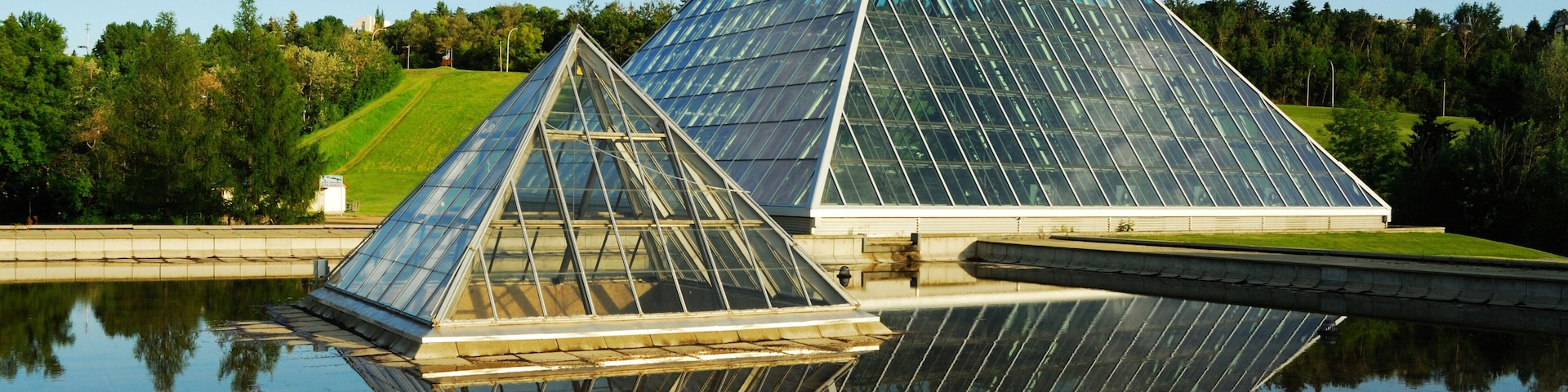 Modern building (muttart conservatory) in Edmonton city, Alberta, Canada