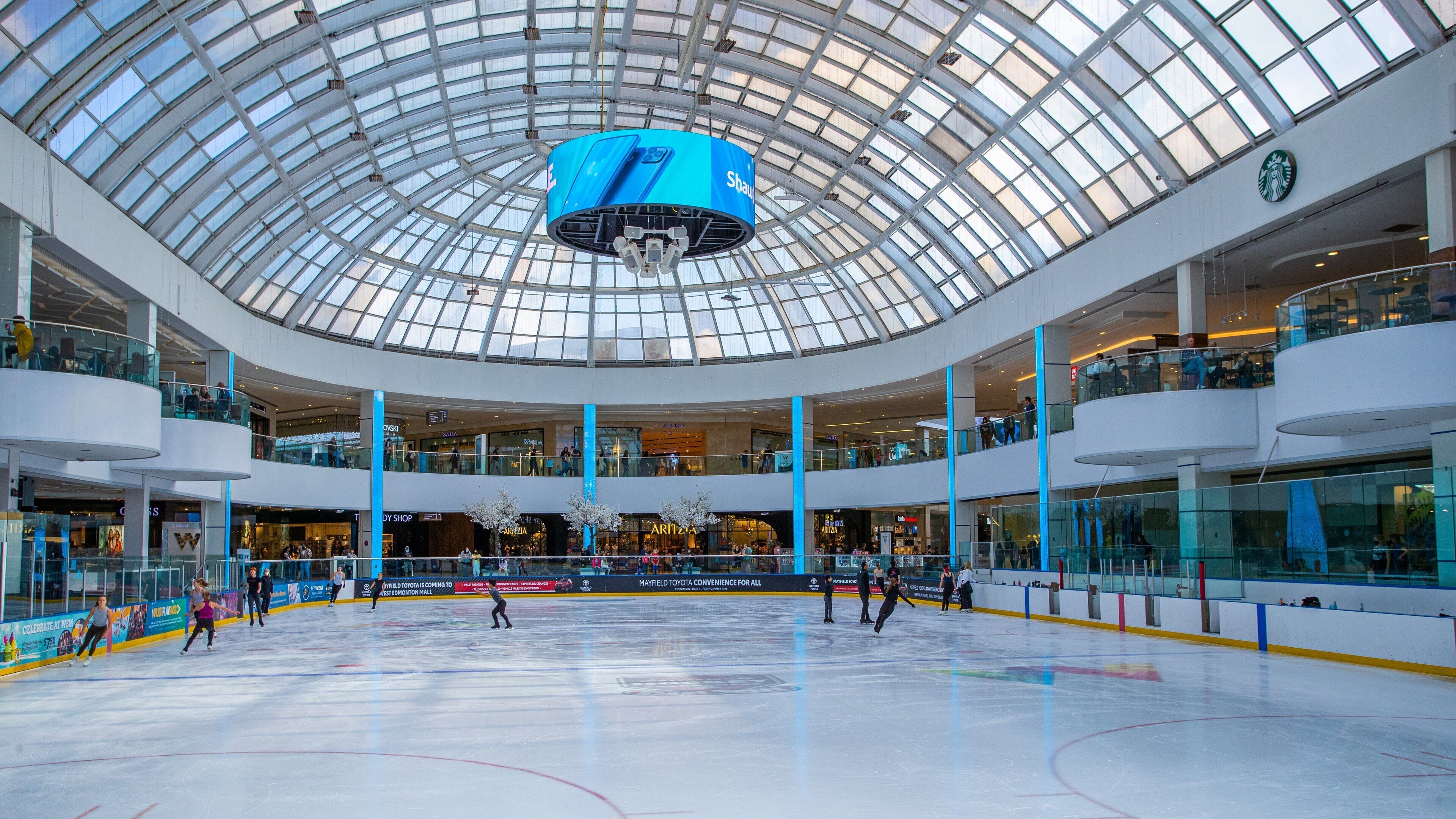 West Edmonton Mall showing interior views and ice skating