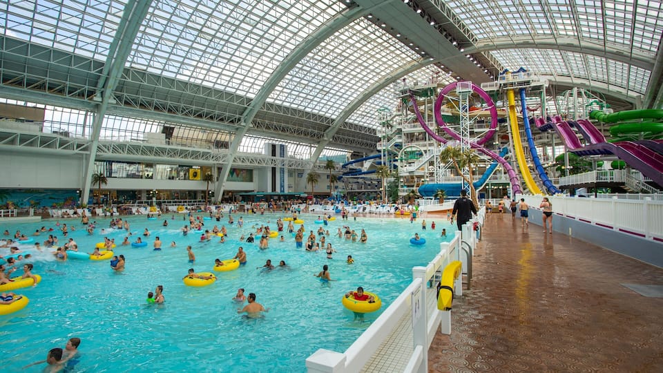 West Edmonton Mall showing interior views, swimming and a pool