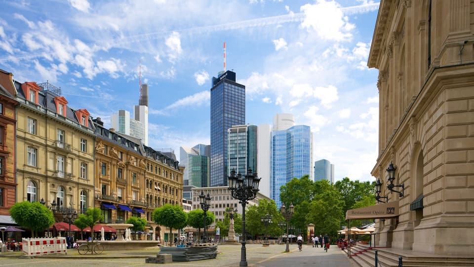 Alte Oper featuring a square or plaza, heritage elements and a high rise building
