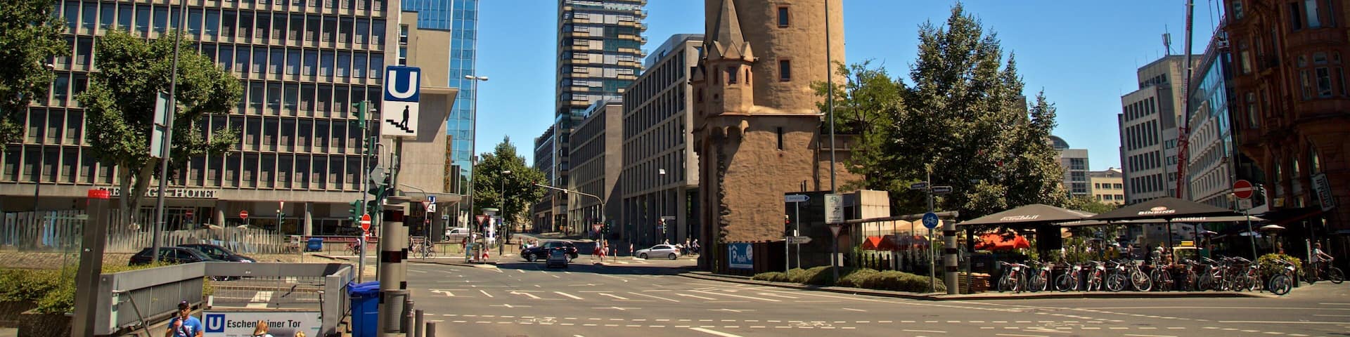 Eschenheimer Tower which includes heritage architecture and chateau or palace