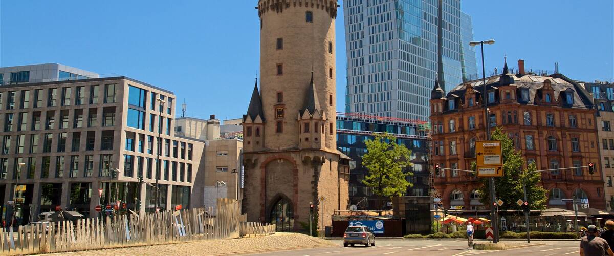 Eschenheimer Tower which includes a castle and heritage architecture