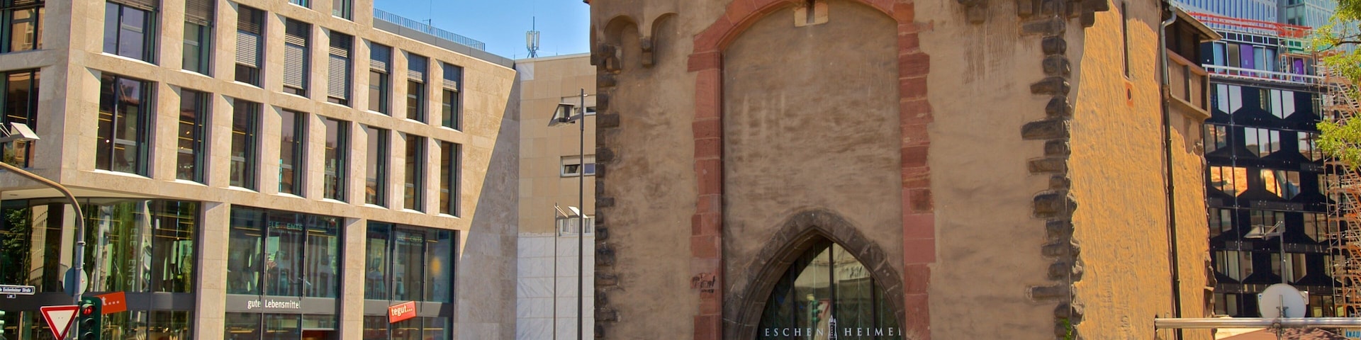 Eschenheimer Tower featuring a castle and heritage architecture