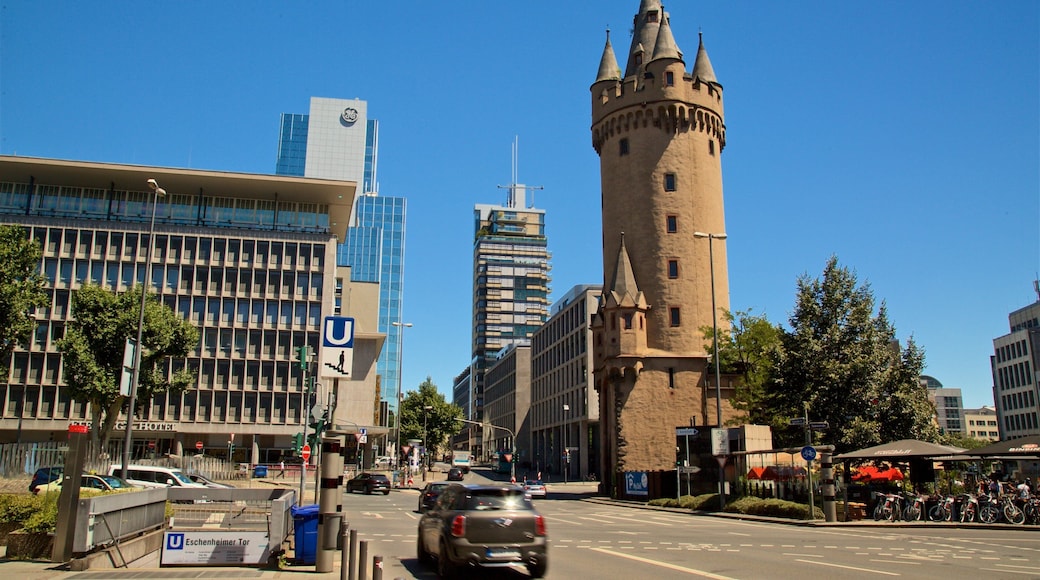 Eschenheimer Tower featuring heritage architecture and chateau or palace