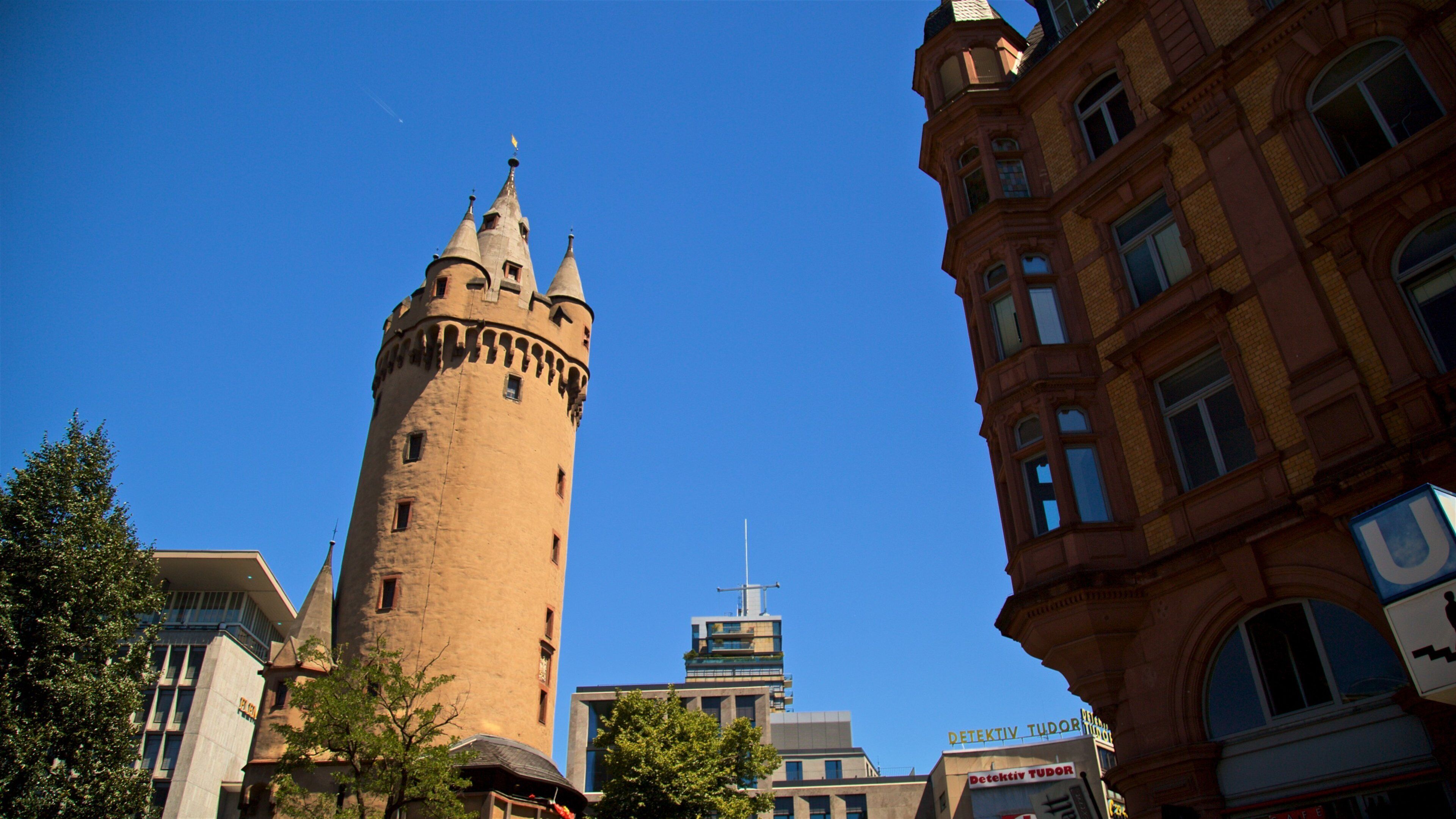 Eschenheimer Tower showing heritage architecture and chateau or palace